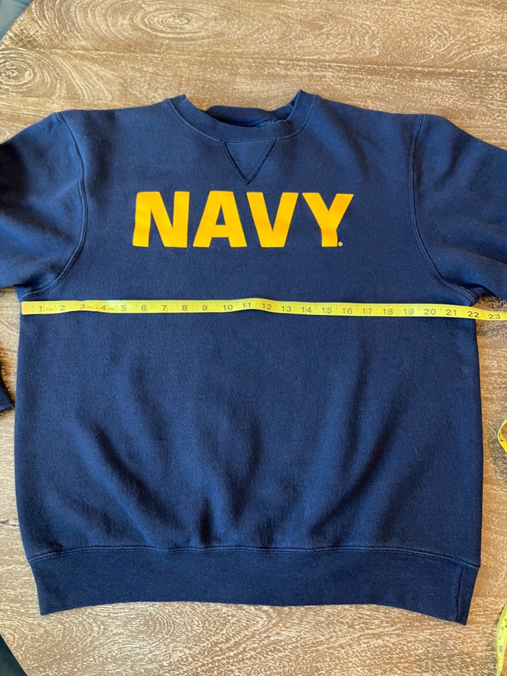 Crewneck Sweatshirt in Navy Blue with Yellow Lettering NAVY - Picture 4 of 7